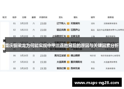 重庆铜梁龙为何能实现中甲三连胜背后的原因与关键因素分析